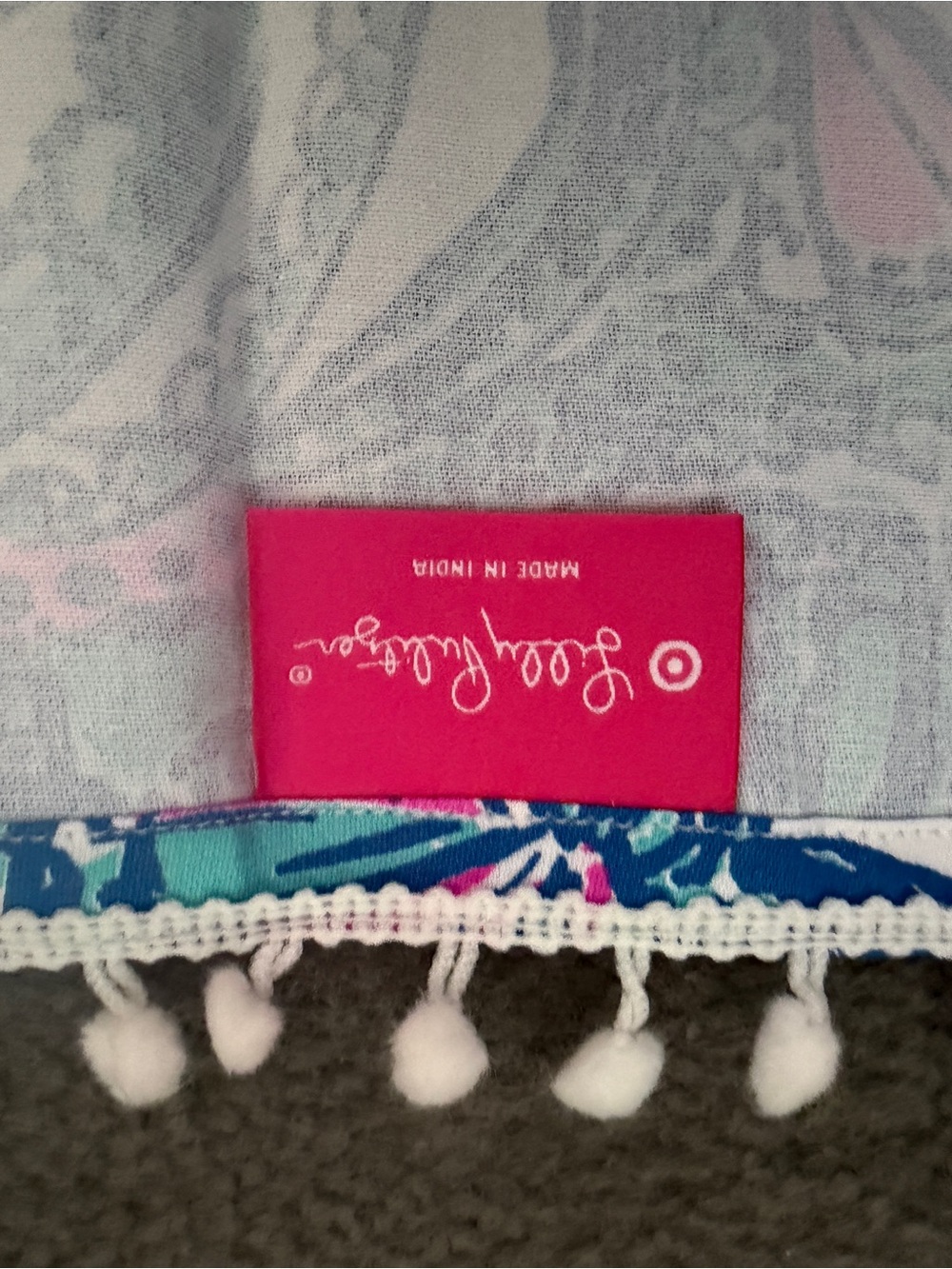 Lilly Pulitzer for Target Pink Tag Pom-Trim Shell Print Towel - Picture 3 of 4